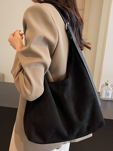 Casual Suede Tote Bag With Mini Bag