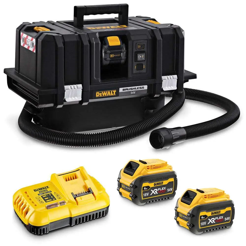 DEWALT 54V XR FLEXVOLT Brushless 2 x 6.0Ah M-Class Dust Extractor Kit DCV586MT2-XE