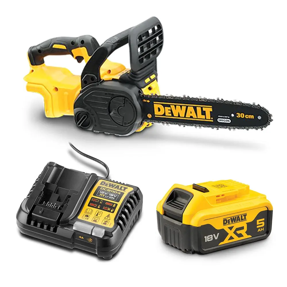 DEWALT 18V XR Brushless 30cm (12") 1x5Ah Chainsaw Kit DCM565P1-XE