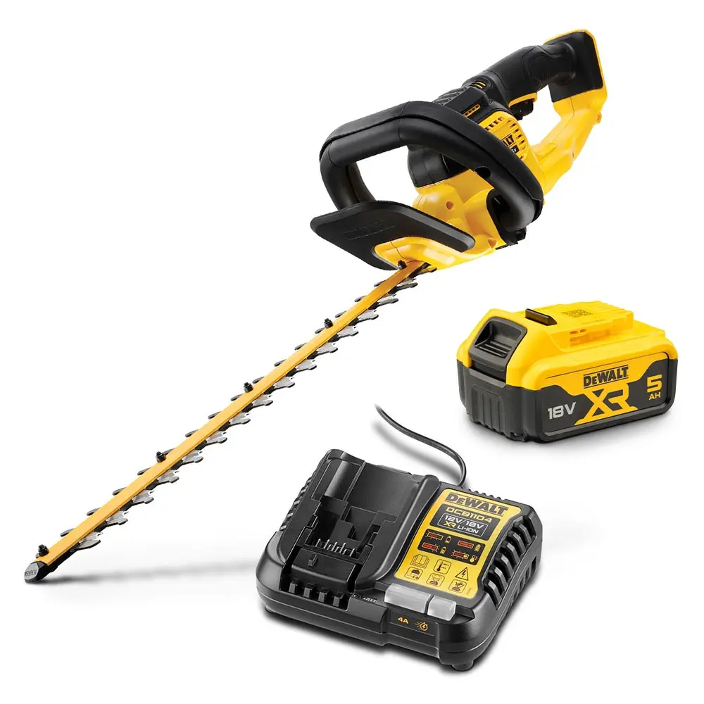 DEWALT 18V XR Brushless 55cm (22") 1x5Ah Hedge Trimmer Kit DCMHT563P1-XE