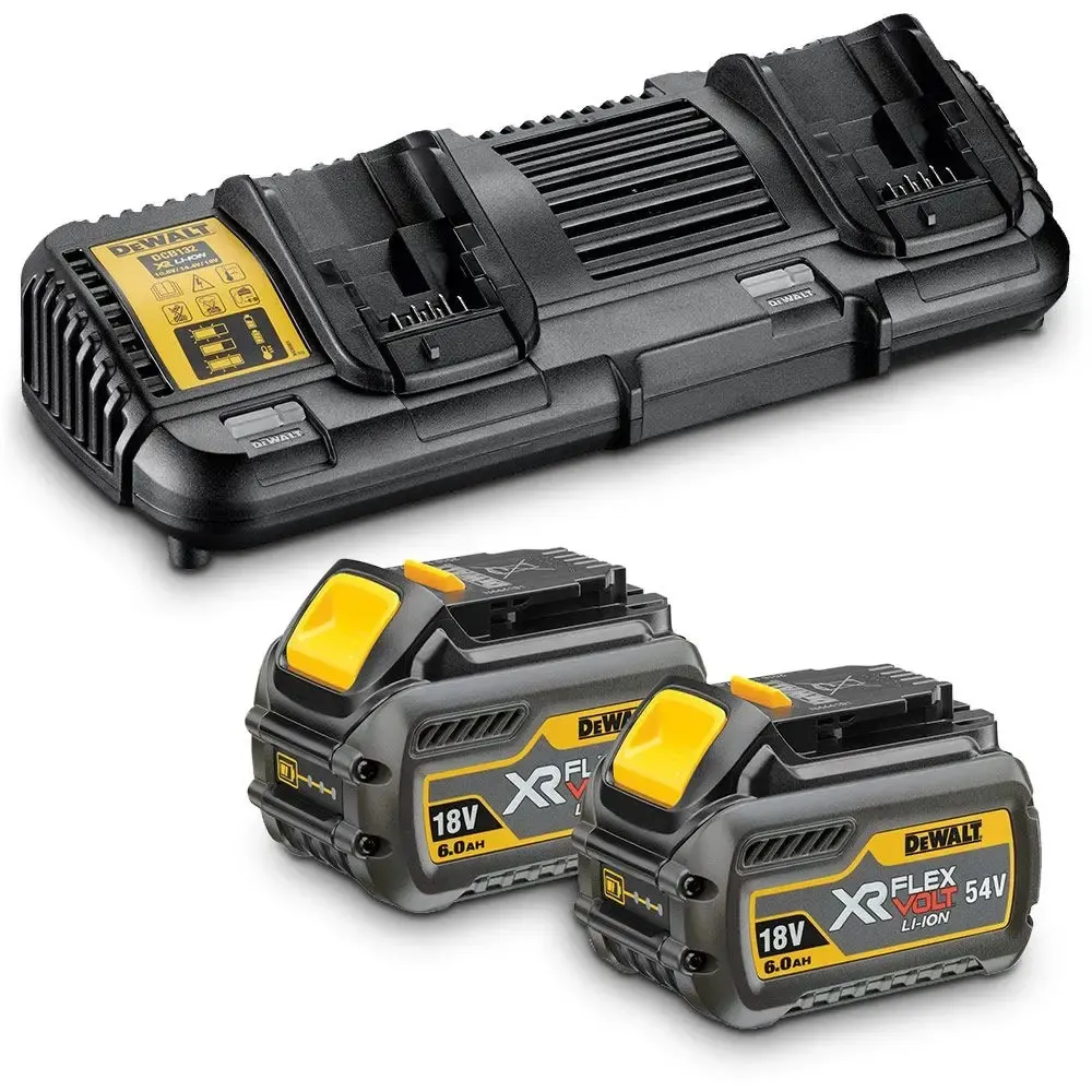 DEWALT 18V/54V XR FLEXVOLT 2 x 6.0Ah Dual Port Battery Charger Kit DCB132T2-XE