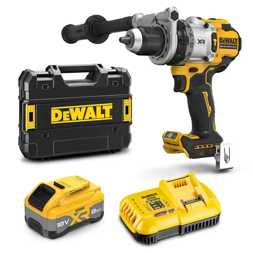 DEWALT 18V XR 1 x 8.0Ah 13mm 3 Speed Hammer Drill Kit DCD1007WW1T-XE