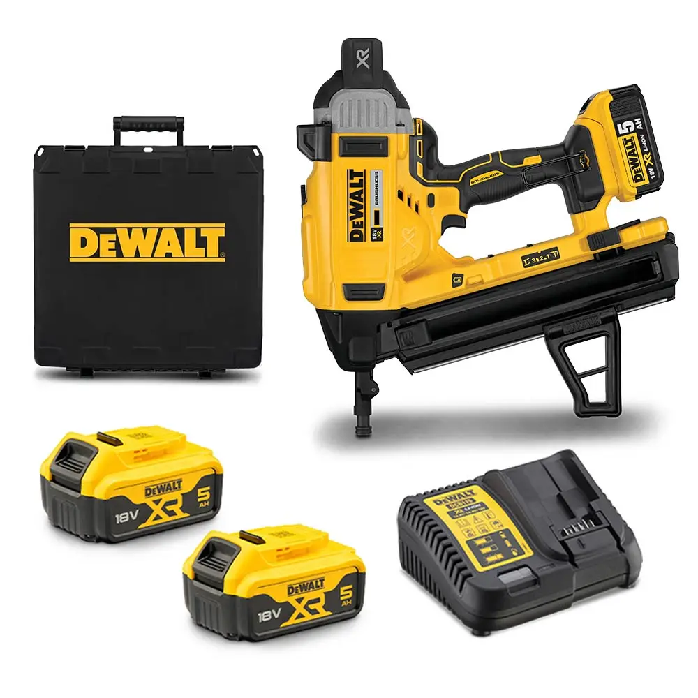 DEWALT 18V XR Brushless 2 x 5.0Ah Concrete Nailer Kit DCN890P2-XE