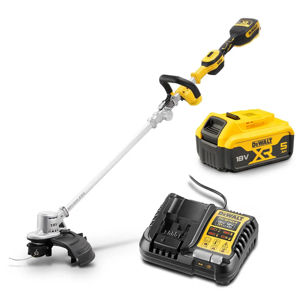 DEWALT 18V XR Brushless 36cm (14") 1x5Ah Line Trimmer Kit DCMST561P1-XE