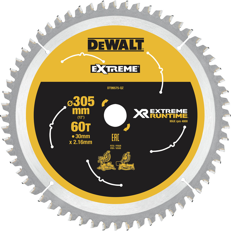 DeWalt XR FlexVolt Mitre Saw Blade 305mm x 30mm x 60T