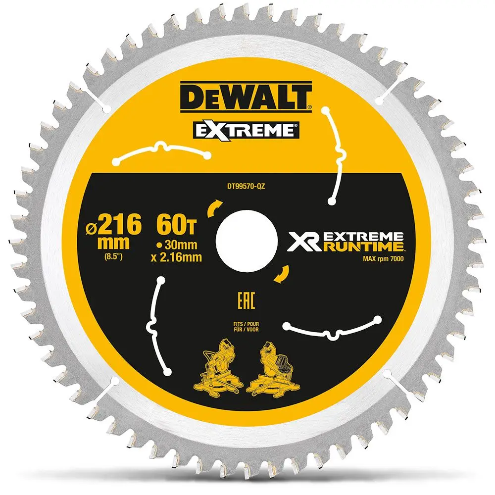 DEWALT 216mm 60T TCT Circular Saw Blade for Wood Cutting - EXTREME DT99570-QZ