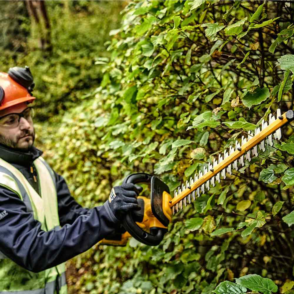 DEWALT 18V XR Brushless 55cm (22") 1x5Ah Pole Hedge Trimmer Kit DCMPH566P1-XE