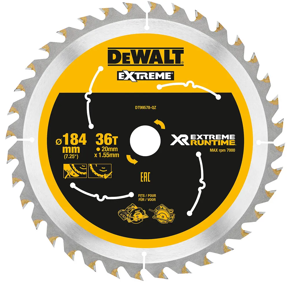 DEWALT 184mm 36T TCT Circular Saw Blade for Wood Cutting - EXTREME DT99578-QZ