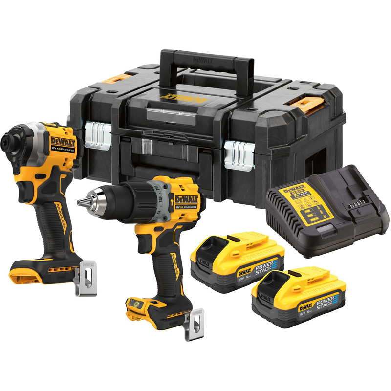 Dewalt Powerstack 18V XR Compact Brushless Twin Kit 2 x 5.0Ah