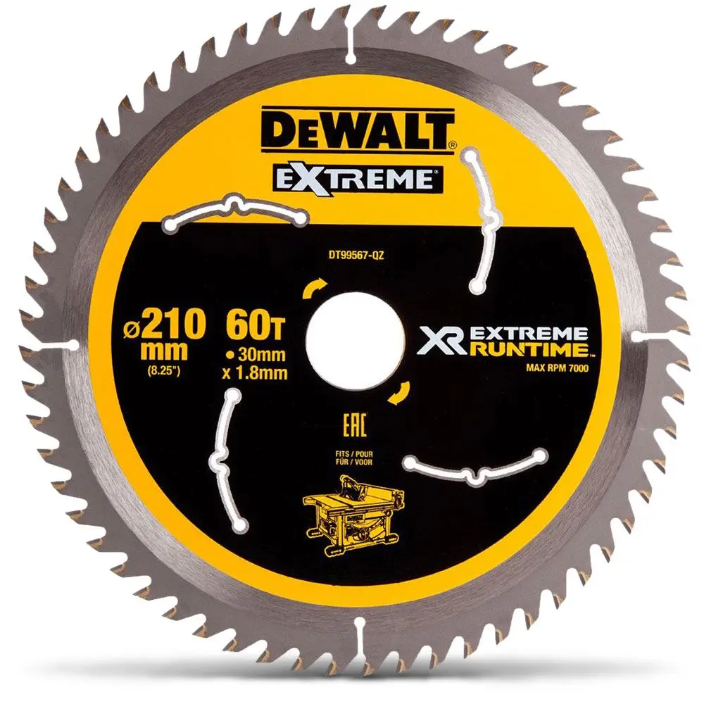DEWALT 210mm 60T TCT Circular Saw Blade for Wood Cutting - EXTREME DT99567-QZ