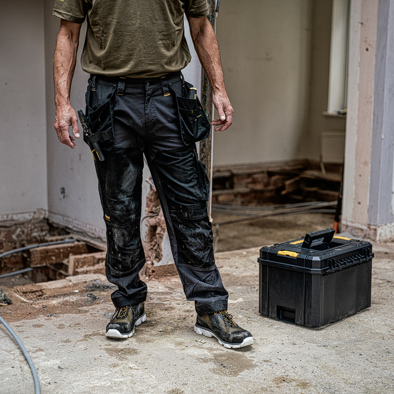 DeWalt Memphis Full Stretch Holster Pocket Trousers Grey/Black 30" S