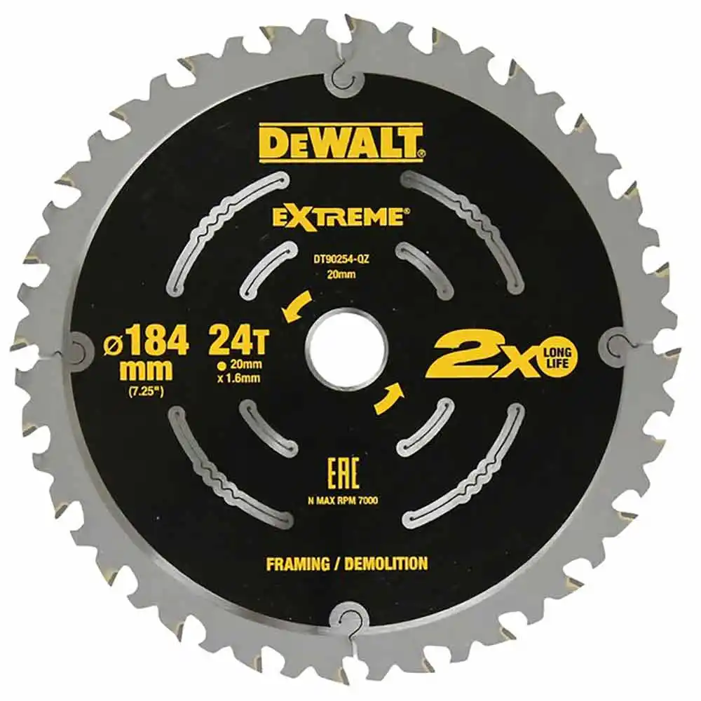 DEWALT 184mm x 24T Extreme Demolition Circular Saw Blade DT90254-QZ