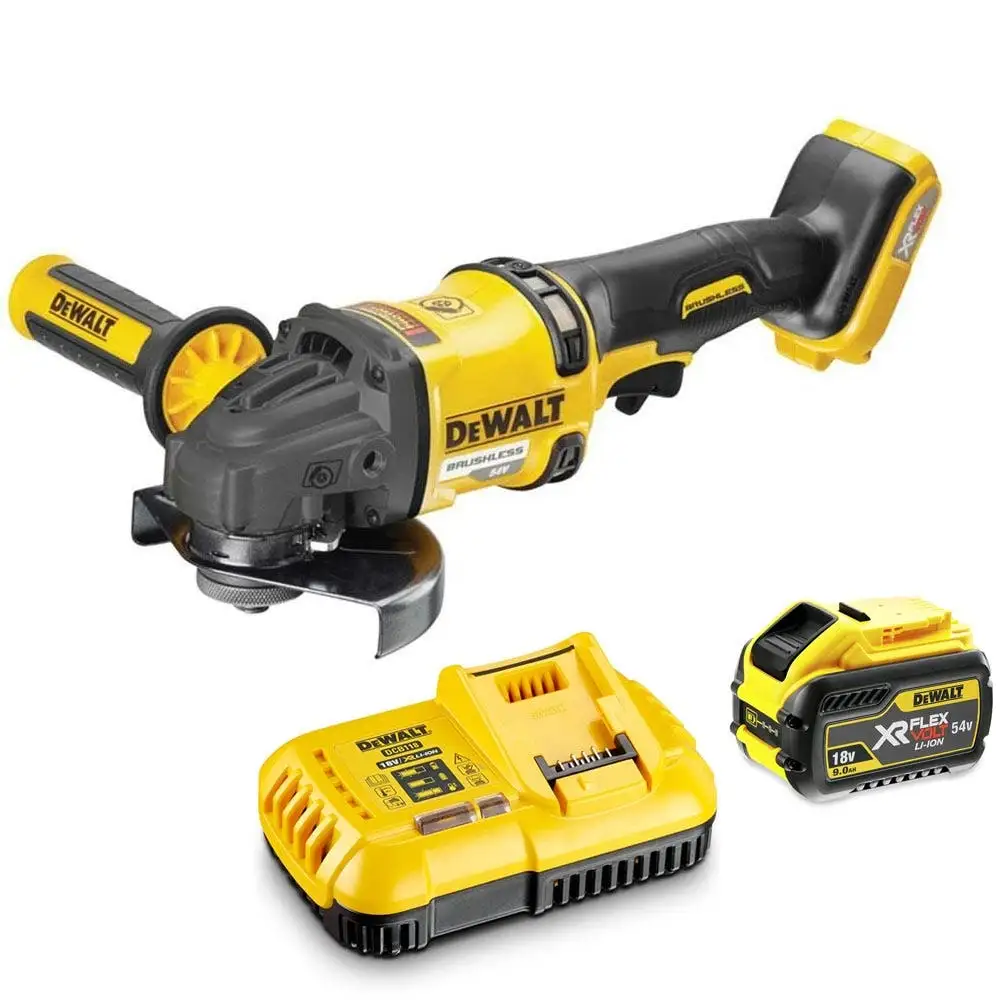 DEWALT 54V 125mm Brushless 1 x 9.0Ah Angle Grinder Kit DCG418X1-XE