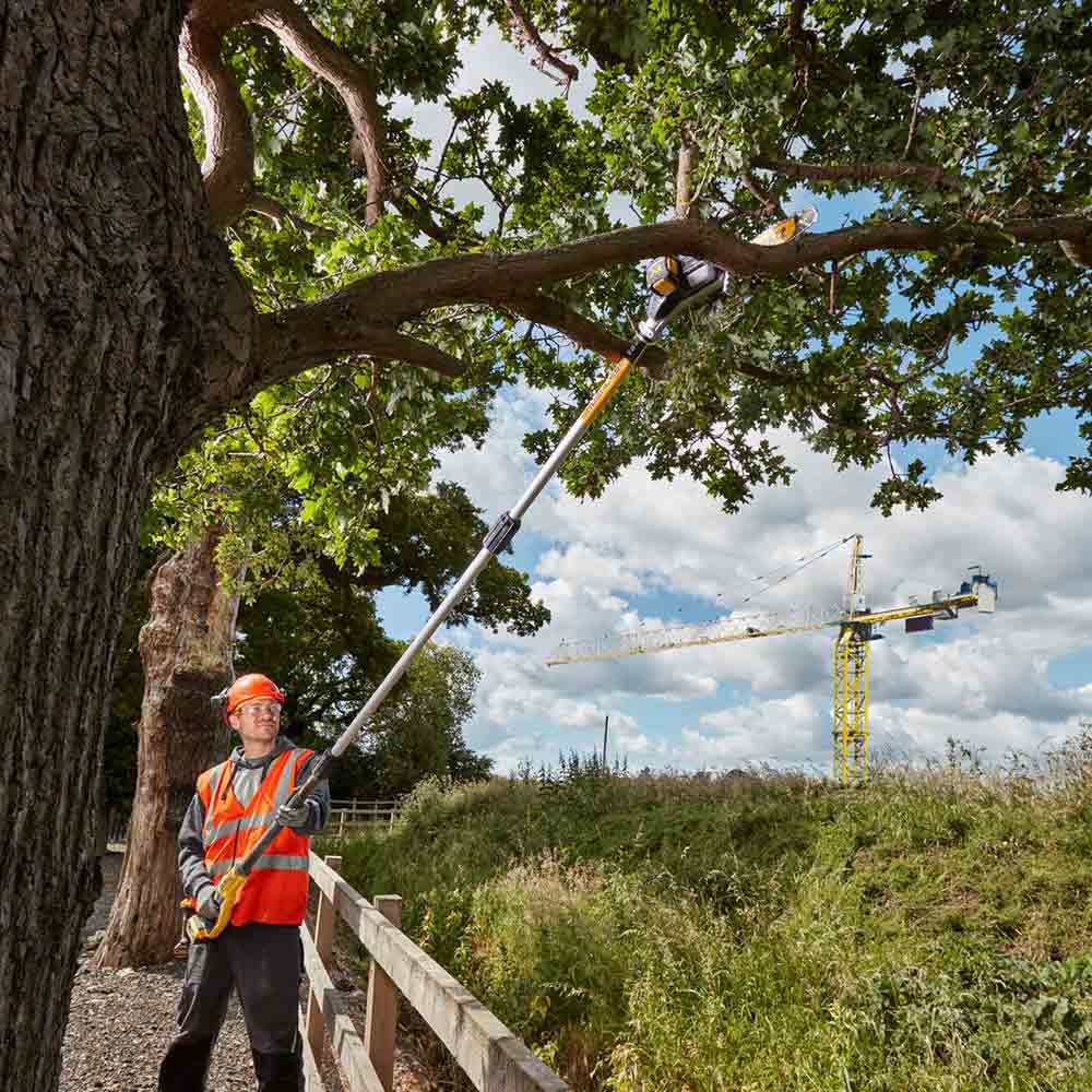 DEWALT 18V XR Brushless 20cm (8") 1x5Ah Pole Saw Trimmer Kit DCMPS567P1-XE