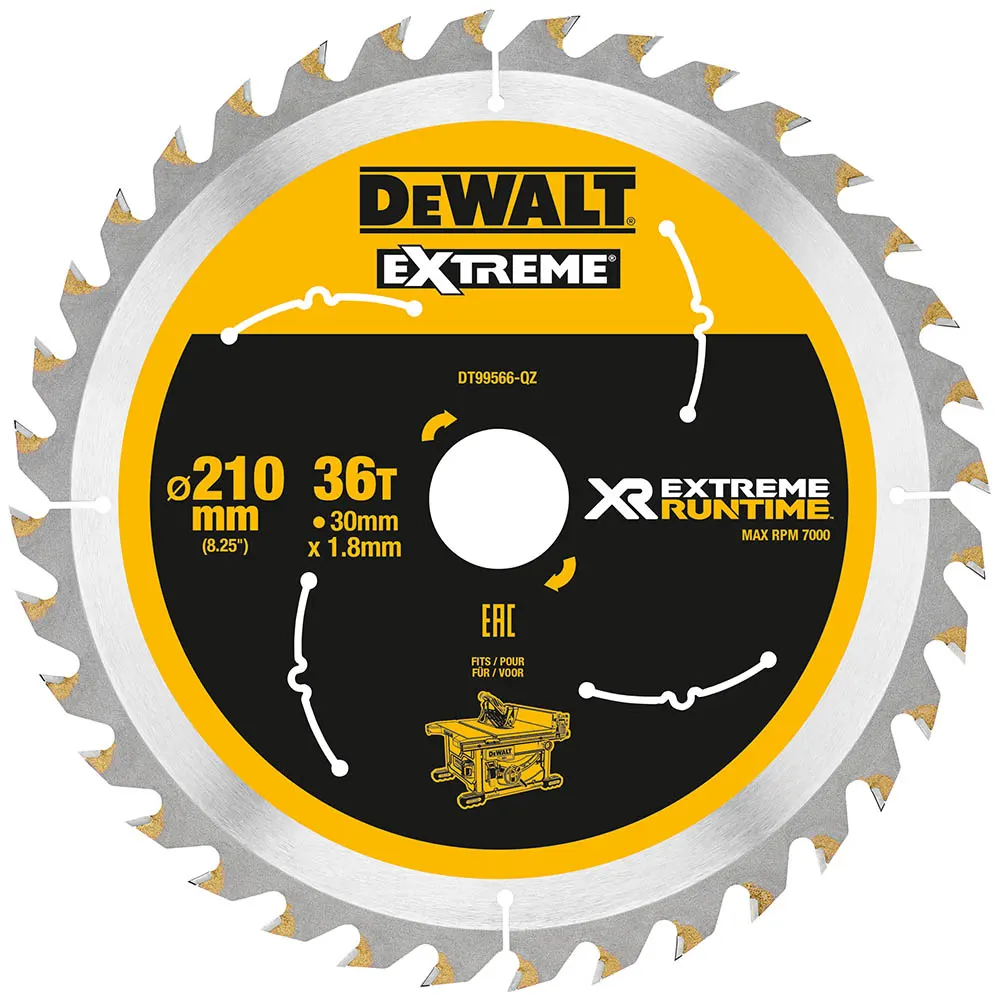 DEWALT 210mm 36T TCT Circular Saw Blade for Wood Cutting - EXTREME DT99566-QZ
