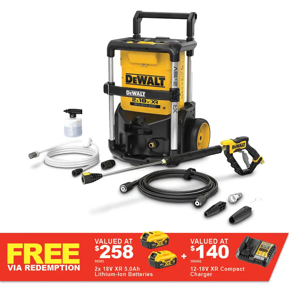 DEWALT 2 x 18V XR Brushless 1600PSI Pressure Washer Skin DCMPW1600N-XE