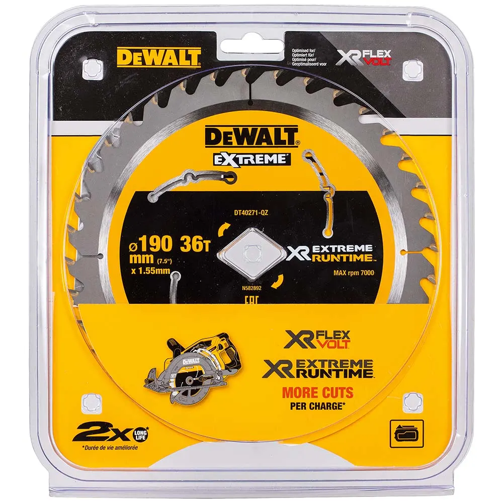 DEWALT 190mm 36T TCT Circular Saw Blade for Wood Cutting - EXTREME DT40271-QZ