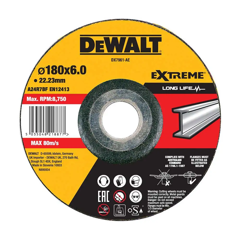 DEWALT 180 x 6mm Extreme Metal Grinding Wheel DX7961-AE