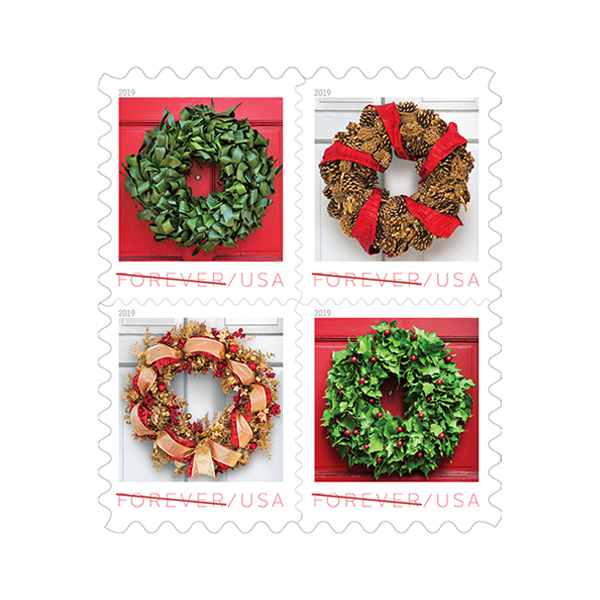 Holiday Wreaths 5 Books of 20 Forever US First Class Postage Stamps