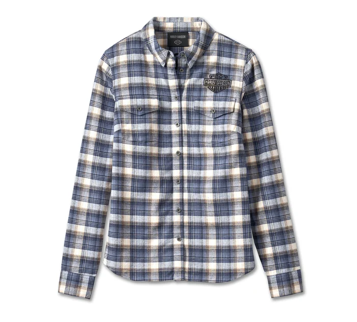 Women's Retro Club Crew Flannel Shirt - YD Plaid