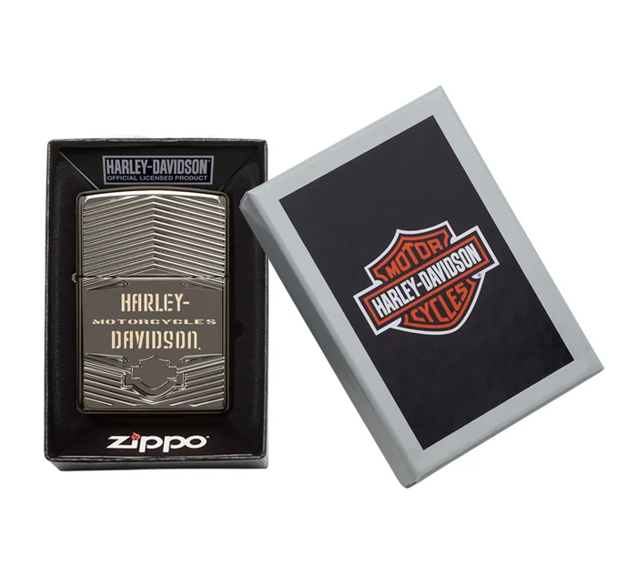 Harley Davidson Armor Black Ice Deep Carve Engrave Windproof Lighter