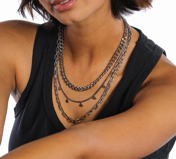 Harley Layers Multi Dangle B&S Necklace
