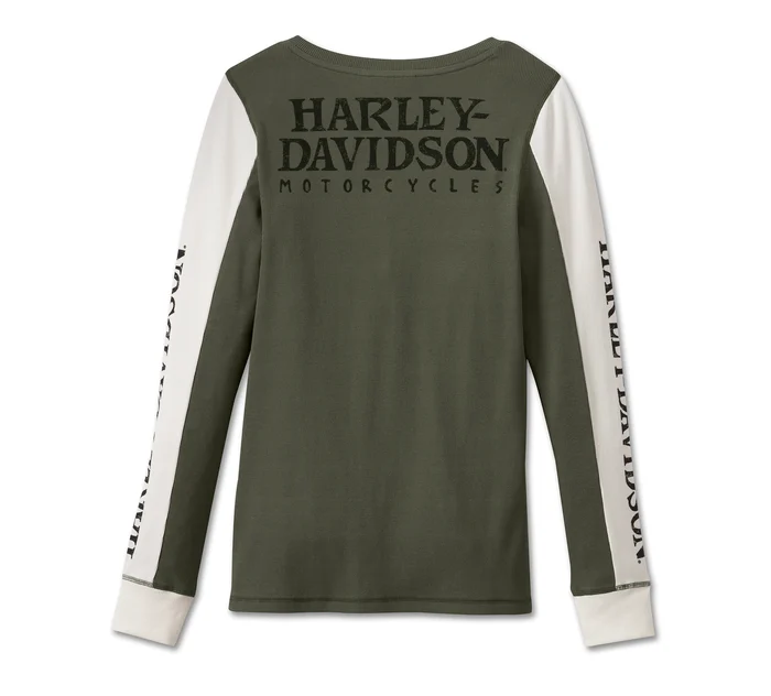 Women's Willie G Skull Snap Front Long Sleeve Henley