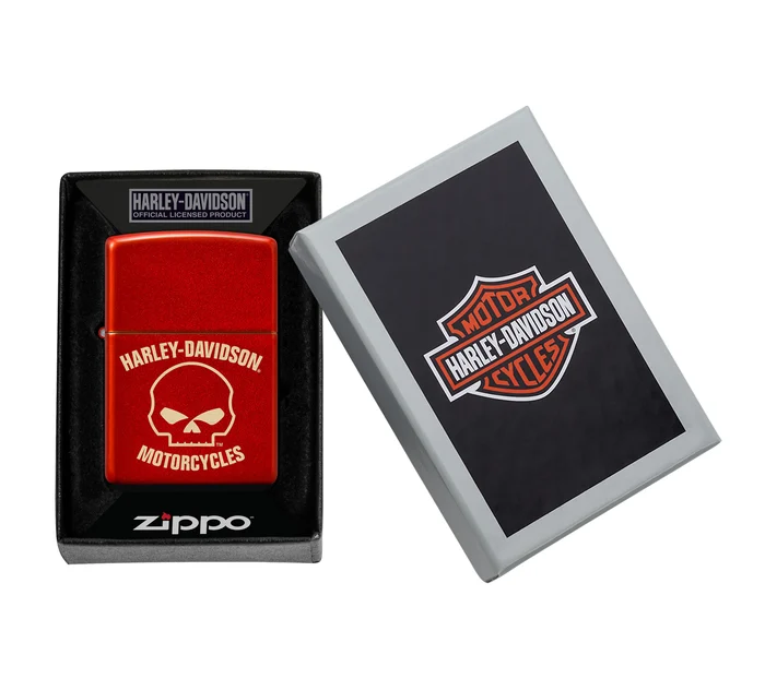 Harley Davidson Willie G Skull Laser Metallic Red Windproof Lighter $41.00