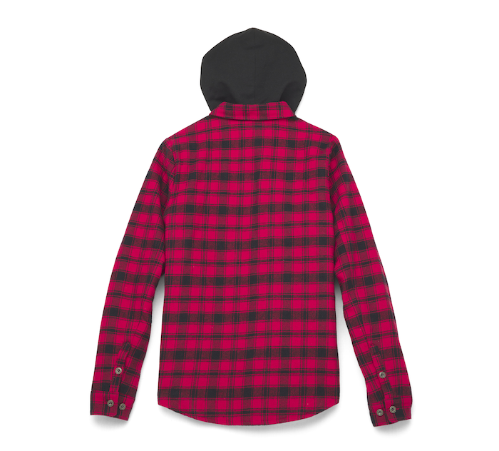 Women's Bar & Shield Flannel Shirt Jacket w/ Removable Hood
