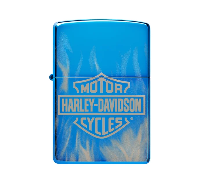 Harley-Davidson 360' Flames High Polish Blue Windproof Lighter