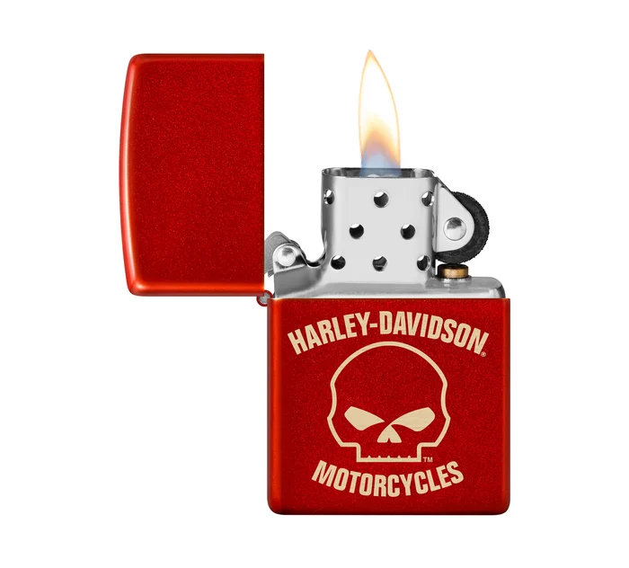 Harley Davidson Willie G Skull Laser Metallic Red Windproof Lighter $41.00