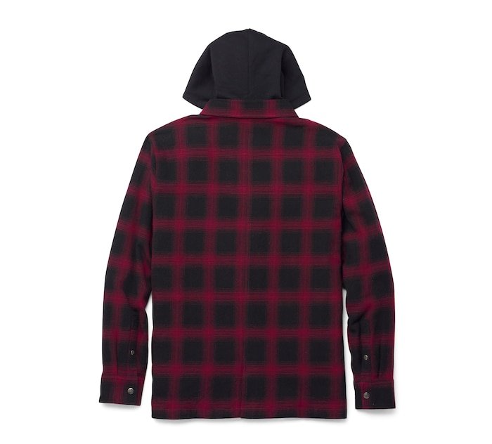 Men's 120th Bar & Shield Removable Hood Plaid Shirt Jacket