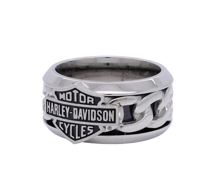 Men's Harley-Davidson Steel Chain Bar & Shield Ring