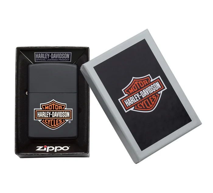 Harley-Davidson Texture Print Classic Logo Black Matte Lighter
