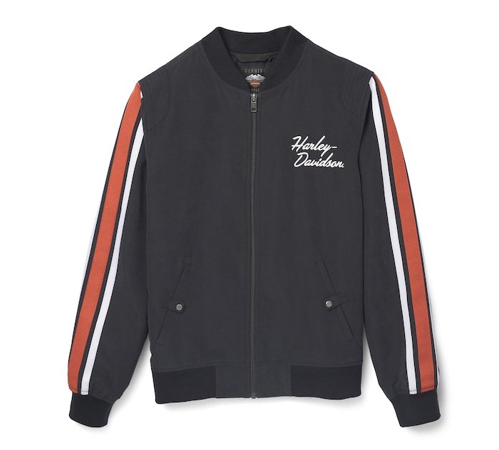 Women's Iconic Sleeve Stripe Matte Satin Bomber Jacket