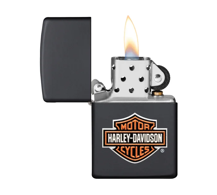 Harley-Davidson Texture Print Classic Logo Black Matte Lighter
