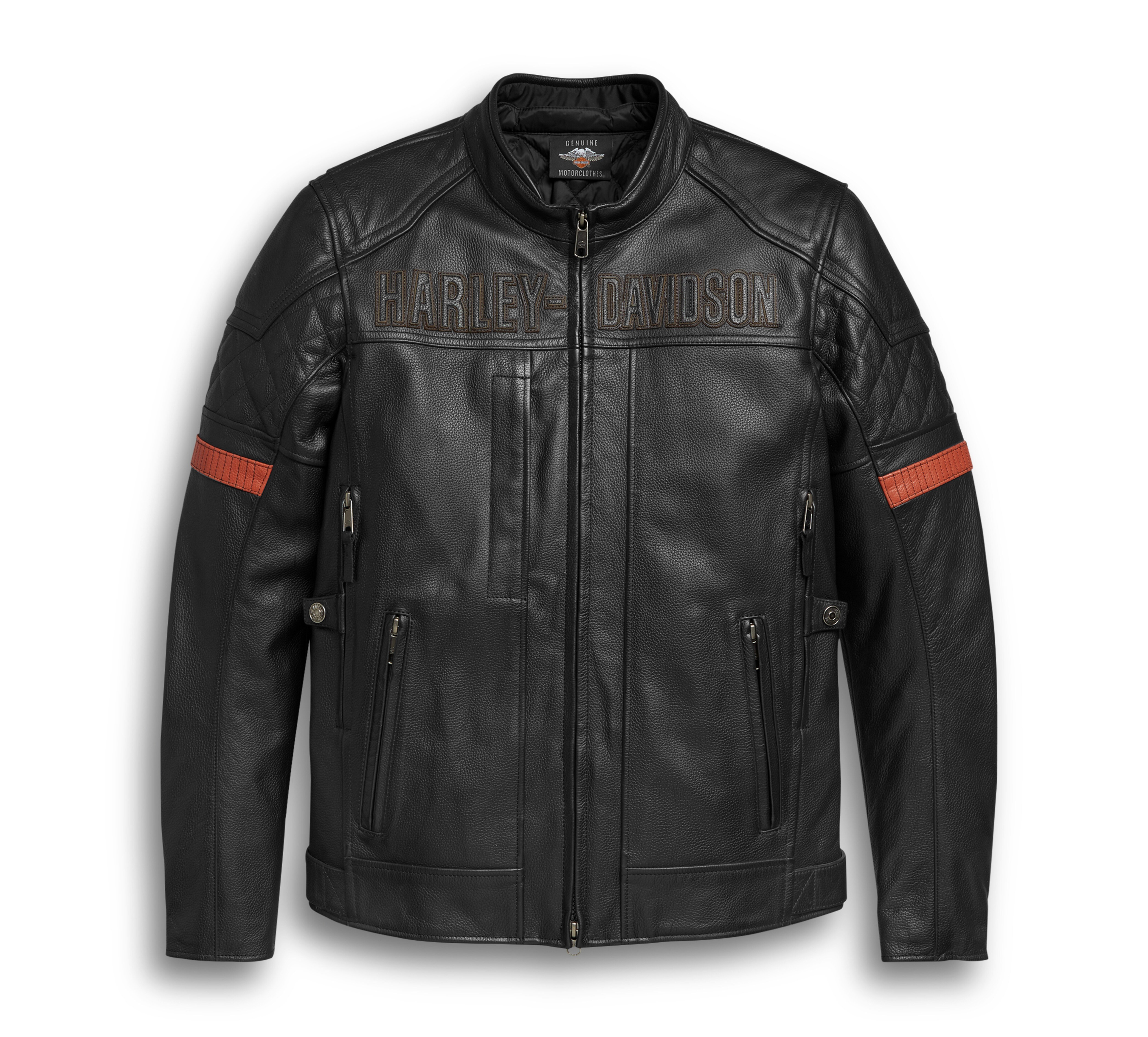 Men's Vanocker Waterproof Harley-Davidson Triple Vent System Leather Jacket
