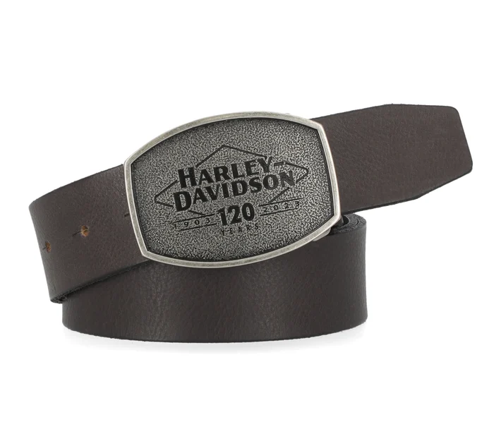 Men's 120th Matte Gunmetal Text Plaque Snap On Buckle