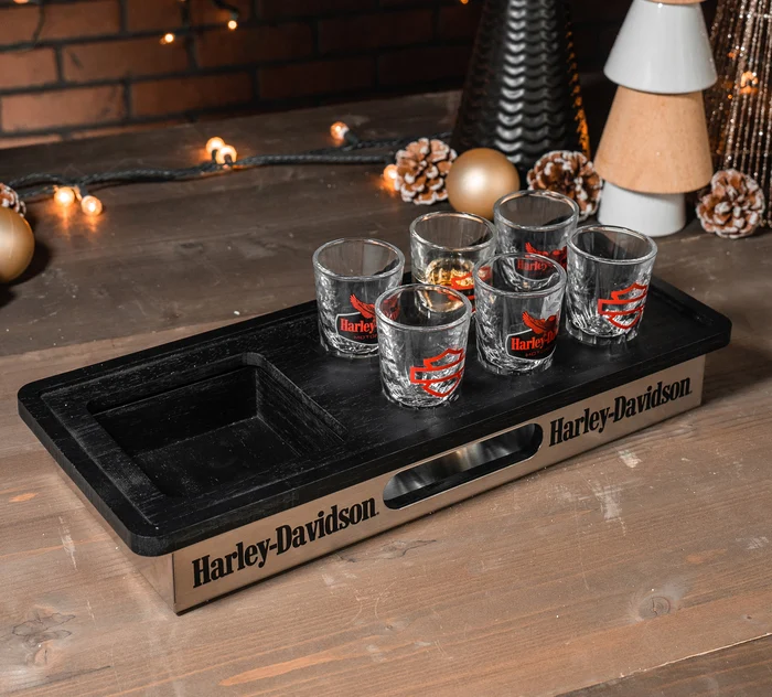 Eagle Bottle Holder & Shot Glass Tray Set
