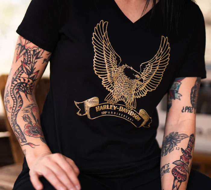 Women's Short Sleeve Anniversary Eagle V-Neck