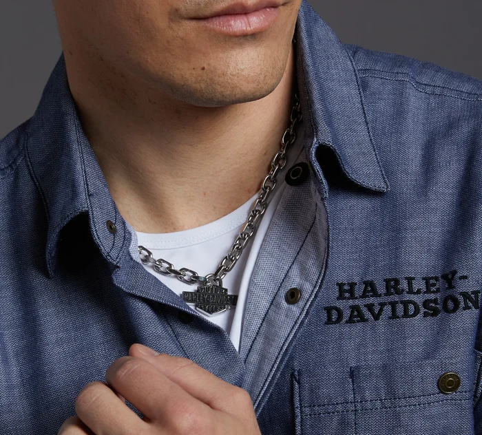 Men's Vintage Bar & Shield Large Link Necklace