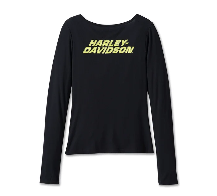 Women's Bar & Shield Ruched V-Neck Top