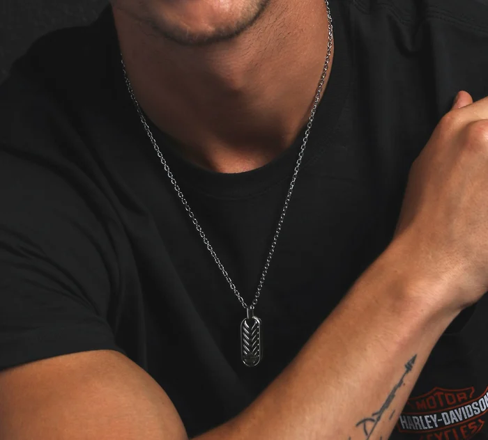 Rope Sterling Silver Texture Oval Necklace