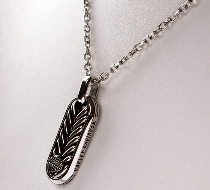 Rope Sterling Silver Texture Oval Necklace