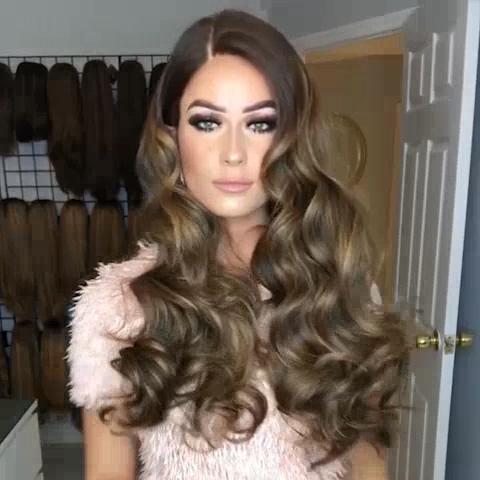 Temperament Brown Long Spiral Curly Wig