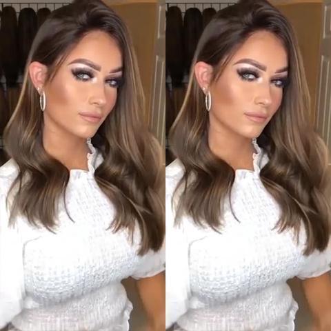 Temperament Gradient Brown Medium Long Wave Wig