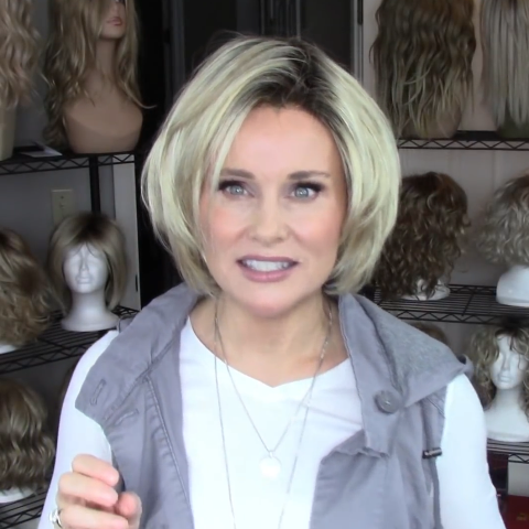 Gold Gray Short Wig (Hair Root Black)