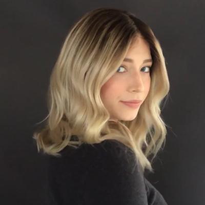 Super Fashion Gradient Linen Platinum Shoulder Wave Wig