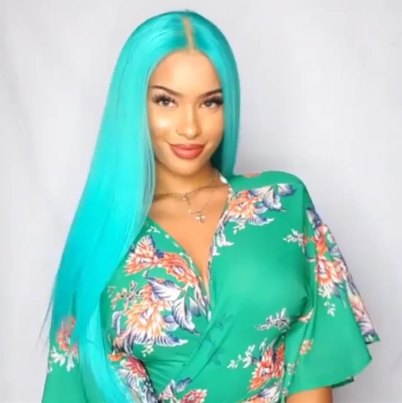 Sky Blue Long Straight