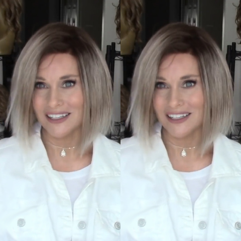Fashion Gradient Grandma Gray Bob Straight Wig
